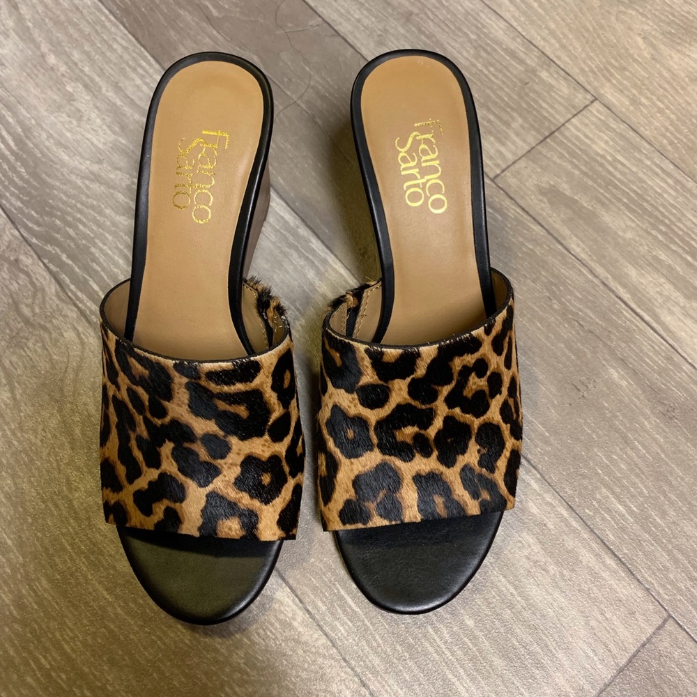 Franco Sarto Cheetah mules